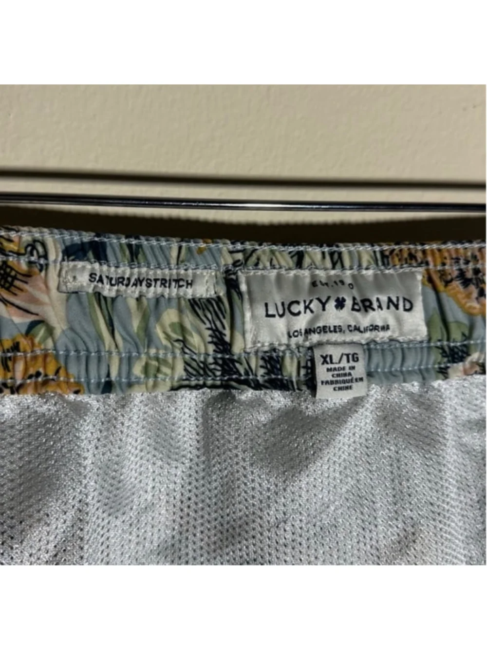 Lucky Brand Floral Swim Trunks XL Blue Yellow
